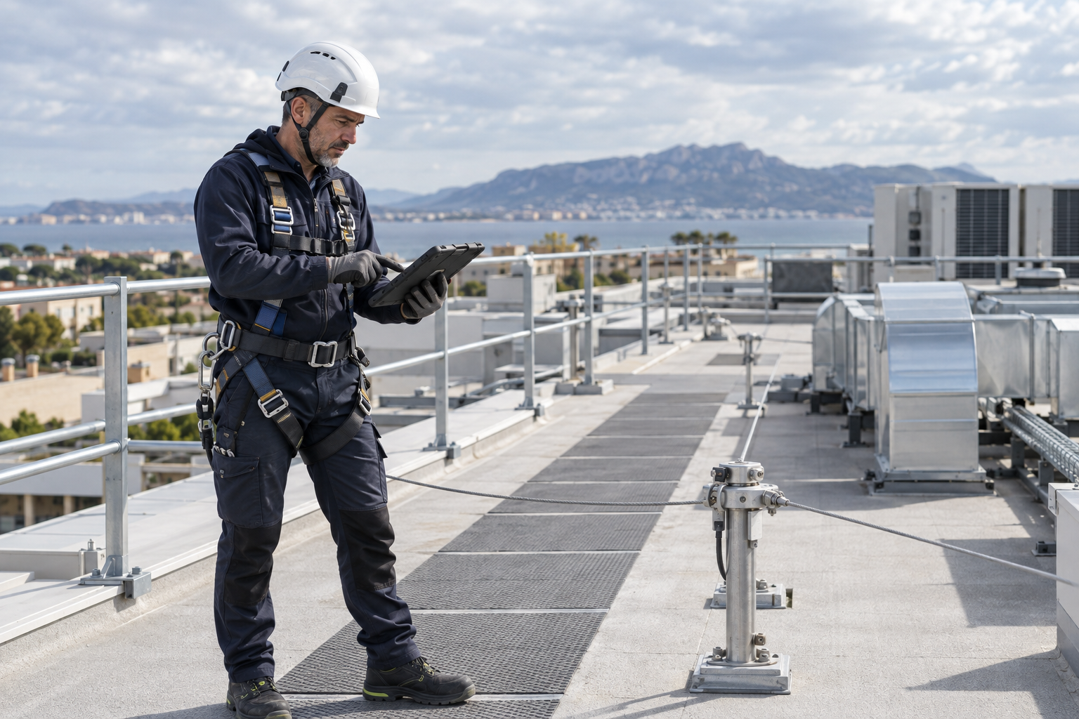 Copertura industriale con sistema di ancoraggio installato